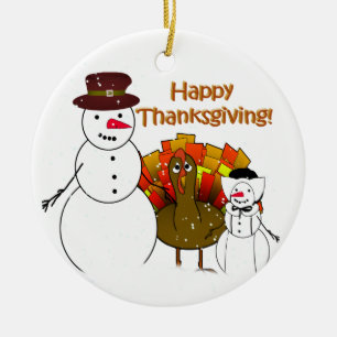 Adorno De Cerámica Snowmen de Acción de Gracias