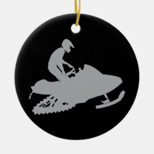 Adorno De Cerámica Snowmobiler gris plateado