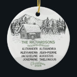 Adorno De Cerámica Snowowly Mountain Winter Log Cabin X8<br><div class="desc">Cabina Snowy Mountain Winter Log Cabin for Eight (8) Nombra una escena de montaña nevada, cautivadora, en invierno, con una cabaña de troncos que crea un ambiente cálido y acogedor para las vacaciones. Es un sutil recordatorio de la paz y el amor de los Navidades. Este diseño es excelente para...</div>