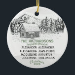 Adorno De Cerámica Snowowly Mountain Winter Log Cabin X8<br><div class="desc">Cabina Snowy Mountain Winter Log Cabin for Eight (8) Nombra una escena de montaña nevada, cautivadora, en invierno, con una cabaña de troncos que crea un ambiente cálido y acogedor para las vacaciones. Es un sutil recordatorio de la paz y el amor de los Navidades. Este diseño es excelente para...</div>