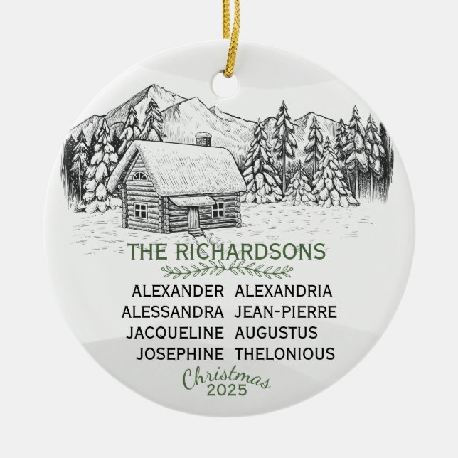 Adorno De Cerámica Snowowly Mountain Winter Log Cabin X8 (Frente)