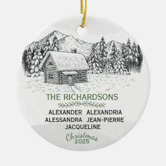 Adorno De Cerámica Snowowly Mountain Winter Log Cabin X 5