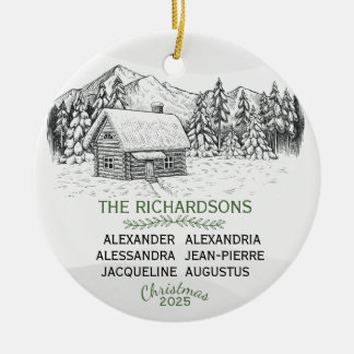 Adorno De Cerámica Snowowly Mountain Winter Log Cabin X 6