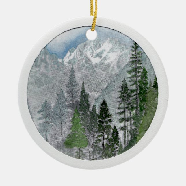 Adorno De Cerámica snowscene de la Ornamento-montaña (Frente)