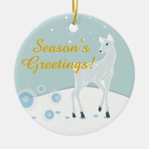 Adorno De Cerámica Snowy Deer