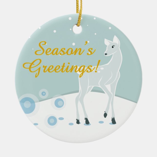 Adorno De Cerámica Snowy Deer (Frente)