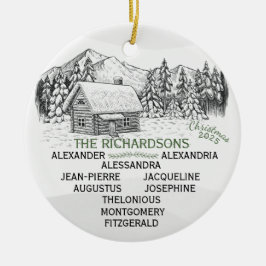 Adorno De Cerámica Snowy Mountain Winter Log Cabin X10