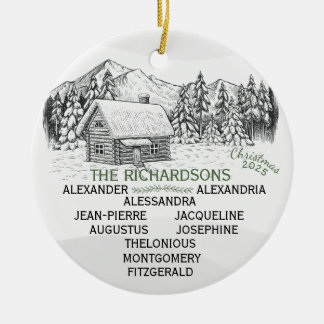Adorno De Cerámica Snowy Mountain Winter Log Cabin X10