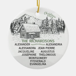 Adorno De Cerámica Snowy Mountain Winter Log Cabin X11