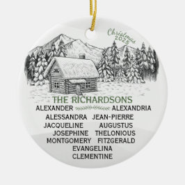 Adorno De Cerámica Snowy Mountain Winter Log Cabin X12