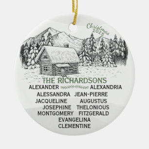 Adorno De Cerámica Snowy Mountain Winter Log Cabin X12