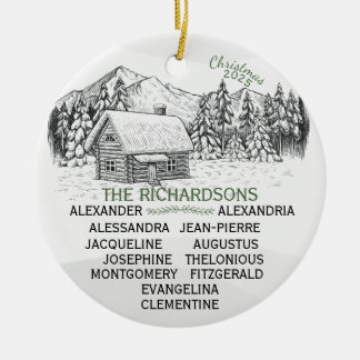 Adorno De Cerámica Snowy Mountain Winter Log Cabin X12