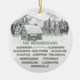 Adorno De Cerámica Snowy Mountain Winter Log Cabin X13