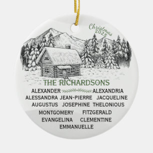 Adorno De Cerámica Snowy Mountain Winter Log Cabin X13