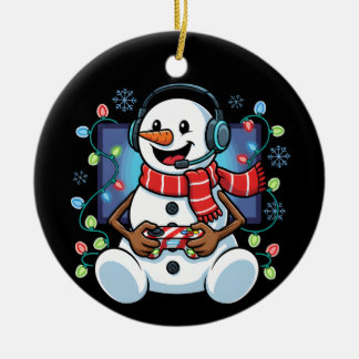 Adorno De Cerámica Snowy Snowman Gamer