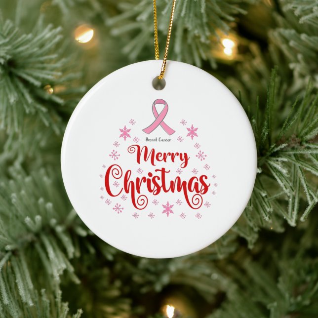 Adorno De Cerámica Sobreviviente de cáncer de mama Feliz Navidad (Árbol)