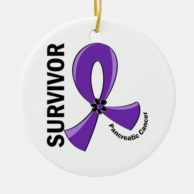 Adorno De Cerámica Sobreviviente de cáncer de páncreas 12 (Frente)