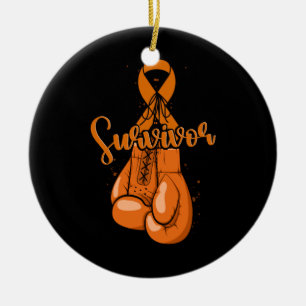 Adorno De Cerámica Sobreviviente de la leucemia Naranja Cinta Boxing 