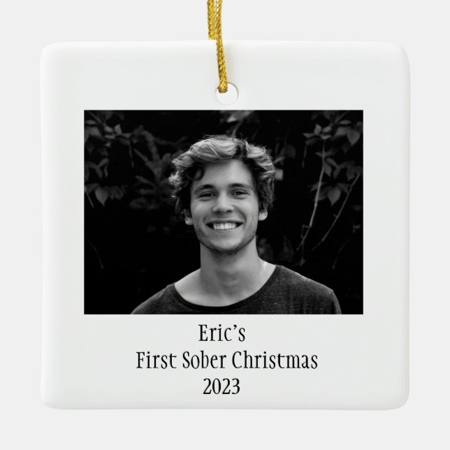Adorno De Cerámica Sobriety Gift Keepsake Minimal Photo (Anverso)