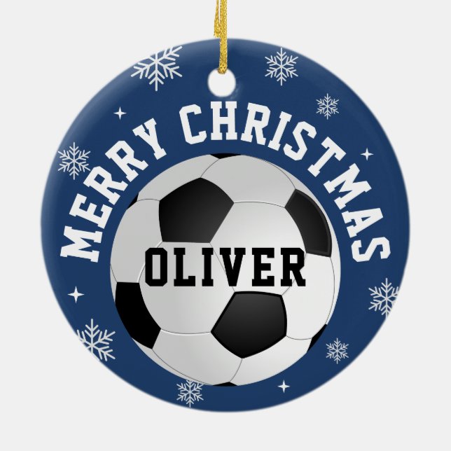 Adorno De Cerámica Soccer Football Balls Kids Name Christmas  (Atrás)