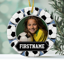 Adorno De Cerámica Soccer Photo Ornament for Youth Team Player
