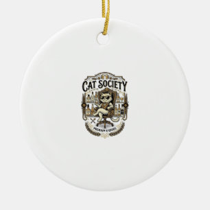 Adorno De Cerámica Sociedad de Gatos Alcohol de Bar Humor Vintage Vec