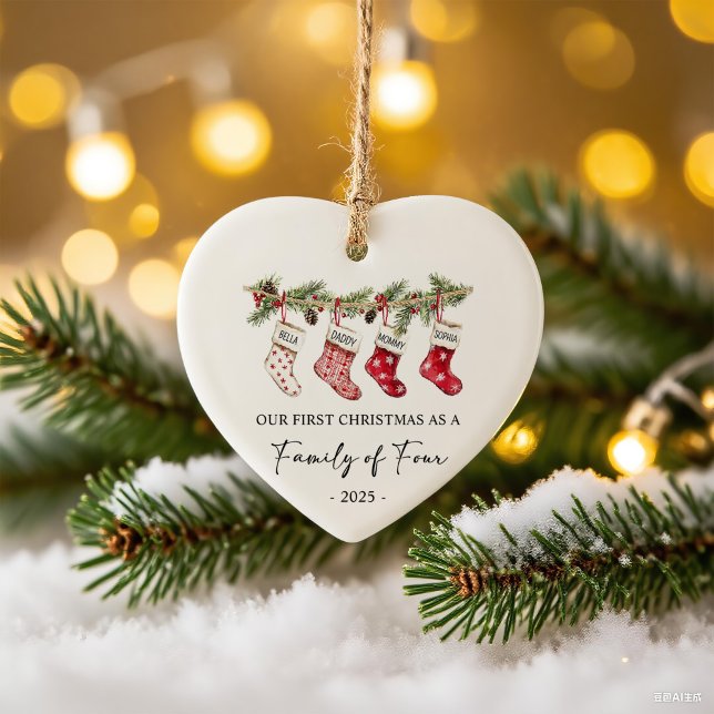 Adorno De Cerámica Socks Christmas as a Family of Four (Subido por el creador)