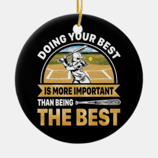 Adorno De Cerámica Softball haciendo lo mejor que pueda