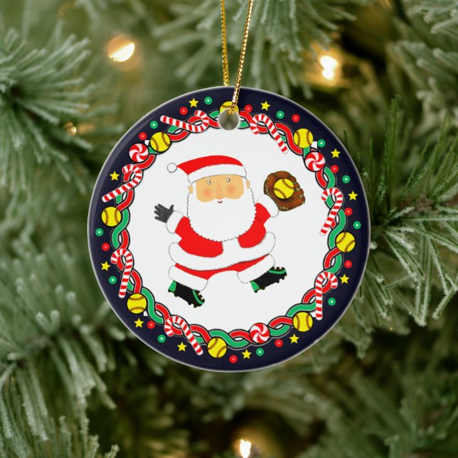 Adorno De Cerámica Softball Holiday Gift (Árbol)