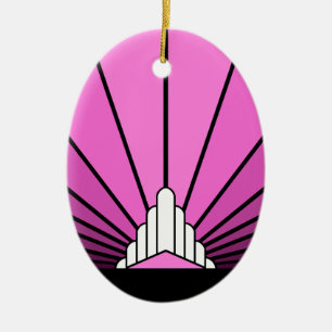 Adorno De Cerámica Sol Art Decó en rosa
