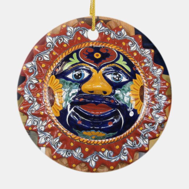 Adorno De Cerámica Sol del estilo de Talavera del mexicano (Atrás)