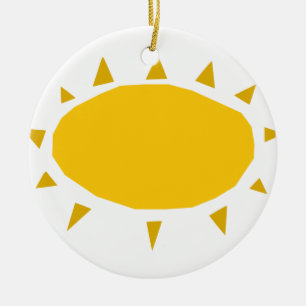 Adorno De Cerámica Sol, Sun que brilla, dibujo animado