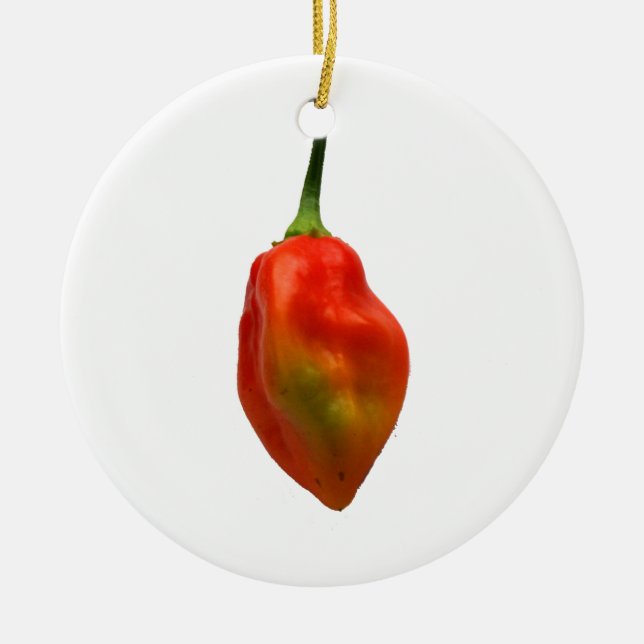 Adorno De Cerámica Sola fotografía de la pimienta del habanero (Frente)