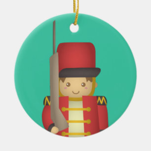 Adorno De Cerámica Soldado de juguete navideño lindo niño en rojo