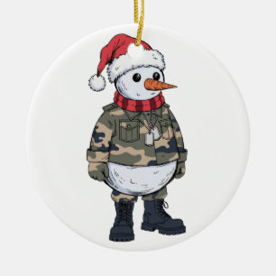 Adorno De Cerámica Soldado de Muñeco de Nieve Navidad 2026 Militar de