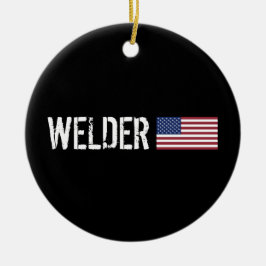 Adorno De Cerámica Soldador - bandera americana