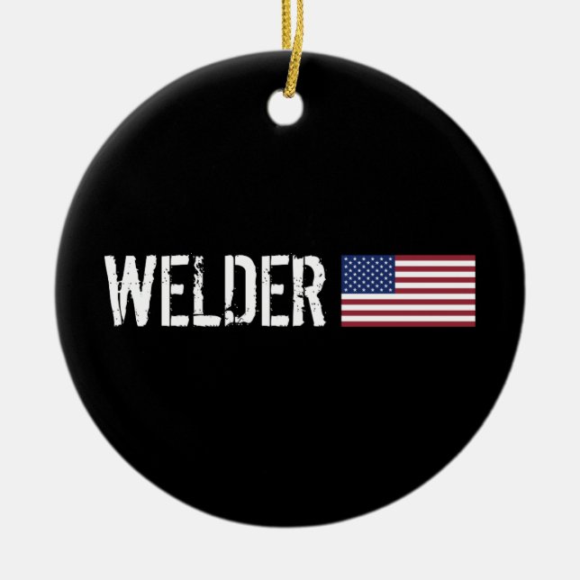 Adorno De Cerámica Soldador - bandera americana (Frente)