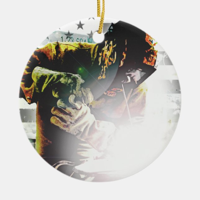 Adorno De Cerámica Soldador de la bandera americana (Frente)