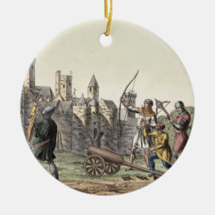 Adorno De Cerámica Soldados y artillería del siglo XV, placa
