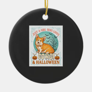 Adorno De Cerámica Sólo Chica Que Ama Corgi Calabazas Murciélagos De