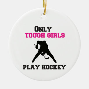 Adorno De Cerámica Sólo Chicas duros juegan al hockey