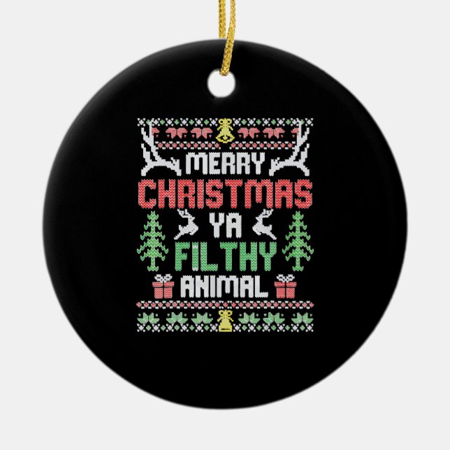 Adorno De Cerámica Solo En Casa Películas Feliz Navidad Fina (Frente)