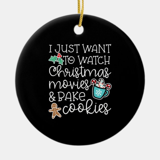 Adorno De Cerámica Solo quiero ver navidades haciendo galletas (Frente)