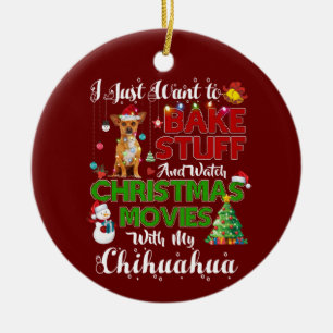 Adorno De Cerámica Solo quiero ver películas de navidades chihuahua