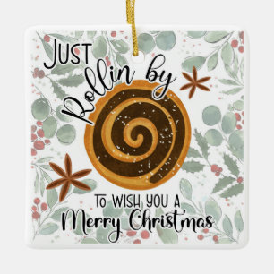 Adorno De Cerámica sólo Rollin para desearte una feliz nota de Navid