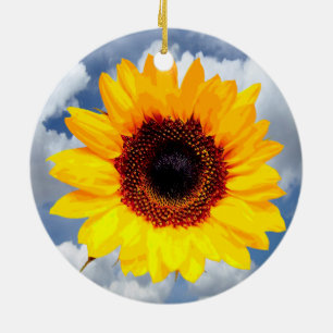 Adorno De Cerámica Sólo un florecimiento de girasol + tu texto e idea