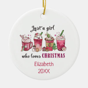 Adorno De Cerámica Solo una chica que ama el café divertido de Navida