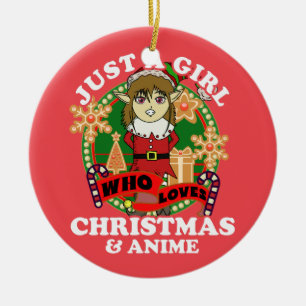 Adorno De Cerámica Sólo una chica que ama la Navidad y el anime Elf