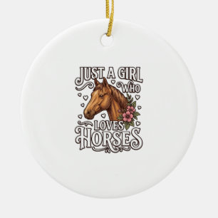 Adorno De Cerámica Solo Una Chica Que Ama Los Caballos Diseño Vintage