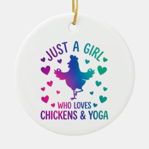 Adorno De Cerámica Sólo una chica que ama los pollos y el Yoga